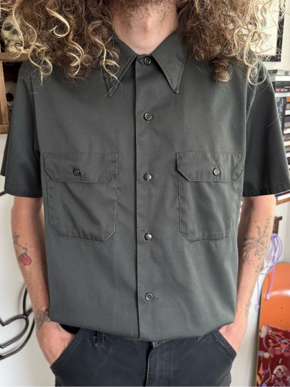 Vintage 70s Big Mac Gray S/S Work Shirt ~ Size Large